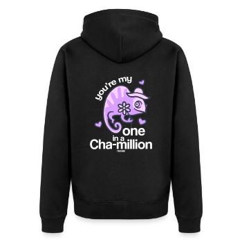 Chamäleon - Unisex Premium Bio Zip Hoodie - Schwarz - Hinten - Nico (187cm)