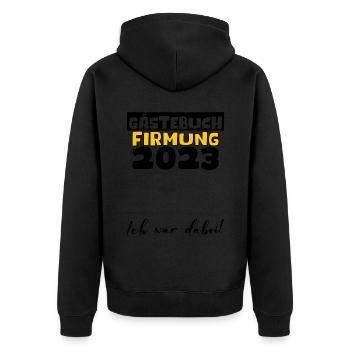 2023 Firmung Gästebuch Mädchen Jungen Jugendliche - Unisex Premium Bio Zip Hoodie - Schwarz - Hinten - Nico (187cm)