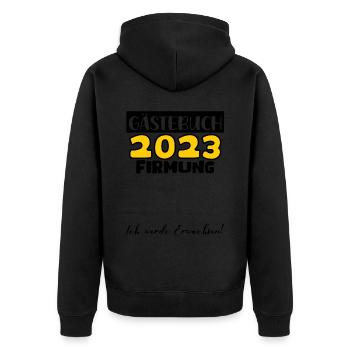 2023 Firmung Gästebuch Mädchen Jungen Jugendliche - Unisex Premium Bio Zip Hoodie - Schwarz - Hinten - Nico (187cm)