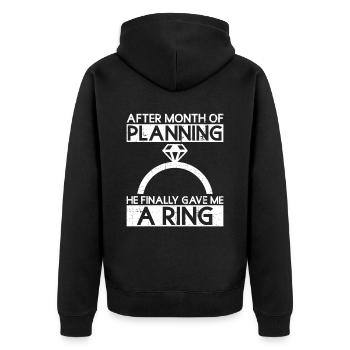 Junggesellinnenabschied Braut JGA Hochzeit - Unisex Premium Bio Zip Hoodie - Schwarz - Hinten - Nico (187cm)