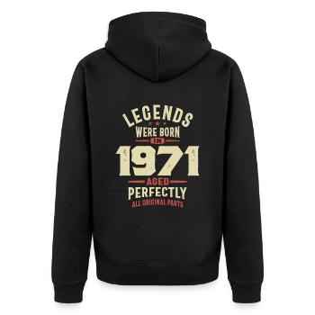 Legends Were Born in 1971 52nd Birthday - Unisex Premium Organic Zip Hoodie - black - Back - Nico (187cm)