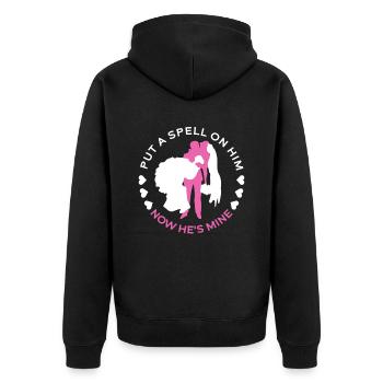Verzaubere ihn, jetzt gehört er mir - Braut JGA - Unisex Premium Bio Zip Hoodie - Schwarz - Hinten - Nico (187cm)
