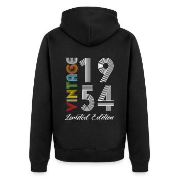 Vintage 1954 Vintage Birthday Retro Vintage - Unisex Premium Organic Zip Hoodie - black - Back - Nico (187cm)
