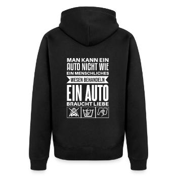 Lustiges Auto Tuner Autofahrer Spruch - Unisex Premium Bio Zip Hoodie - Schwarz - Hinten - Nico (187cm)