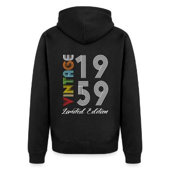 Vintage 1959 Vintage Geburtstag Retro Vintage - Unisex Premium Bio Zip Hoodie - Schwarz - Hinten - Nico (187cm)