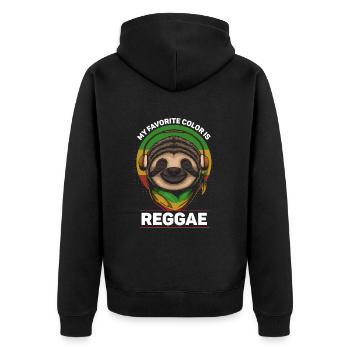 Lustiges Reggae Musik Genre Spruch - Unisex Premium Bio Zip Hoodie - Schwarz - Hinten - Nico (187cm)