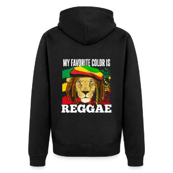 Lustiges Reggae Musik Genre Spruch - Unisex Premium Bio Zip Hoodie - Schwarz - Hinten - Nico (187cm)