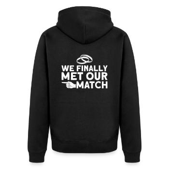 Braut Bräutigam Partneroutfit Hochzeit - Unisex Premium Bio Zip Hoodie - Schwarz - Hinten - Nico (187cm)