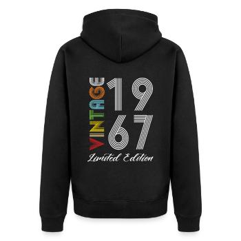 Vintage 1967 Vintage Geburtstag Retro Vintage - Unisex Premium Bio Zip Hoodie - Schwarz - Hinten - Nico (187cm)