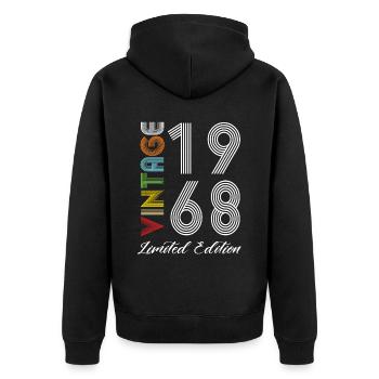 Vintage 1968 Vintage Birthday Retro Vintage - Unisex Premium Organic Zip Hoodie - black - Back - Nico (187cm)