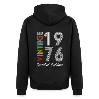 Vintage 1976 Vintage Birthday Retro Vintage - Unisex Premium Organic Zip Hoodie - black - Back - Nico (187cm)