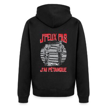 Ich habe Petanque - Unisex Premium Bio Zip Hoodie - Schwarz - Hinten - Nico (187cm)