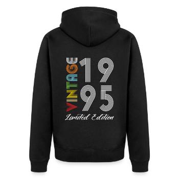Vintage 1995 Vintage Geburtstag Retro Vintage - Unisex Premium Bio Zip Hoodie - Schwarz - Hinten - Nico (187cm)