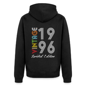 Vintage 1996 Vintage Geburtstag Retro Vintage - Unisex Premium Bio Zip Hoodie - Schwarz - Hinten - Nico (187cm)