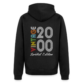 Vintage 2000 Vintage Geburtstag Retro Vintage - Unisex Premium Bio Zip Hoodie - Schwarz - Hinten - Nico (187cm)