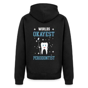 Zahnarzt, Parodontist - Unisex Premium Bio Zip Hoodie - Schwarz - Hinten - Nico (187cm)