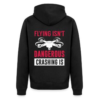 Drohnenpilot, Luftdrohne, Multicopter, - Unisex Premium Bio Zip Hoodie - Schwarz - Hinten - Nico (187cm)