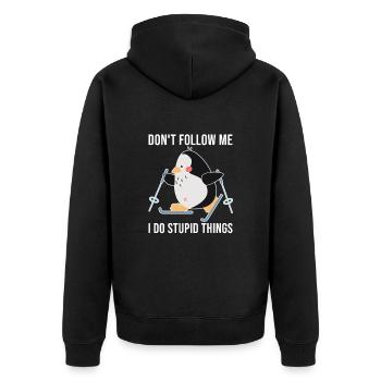 Dont Follow Me Skiing Winter Snow Christmas Ski - Unisex Premium Organic Zip Hoodie - black - Back - Nico (187cm)