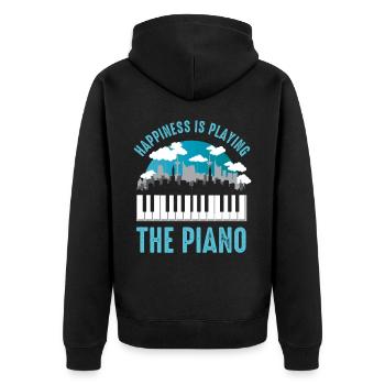 Klavierspieler, Musikinstrument, Spieler Klavier - Unisex Premium Bio Zip Hoodie - Schwarz - Hinten - Nico (187cm)
