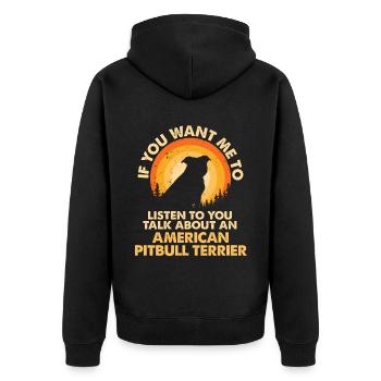 Sprechen Sie Über Hunde Pit Bull Terrier - Unisex Premium Bio Zip Hoodie - Schwarz - Hinten - Nico (187cm)