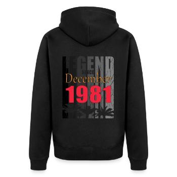1981 geboren Im Dezember Retro Geschenkidee - Unisex Premium Bio Zip Hoodie - Schwarz - Hinten - Nico (187cm)