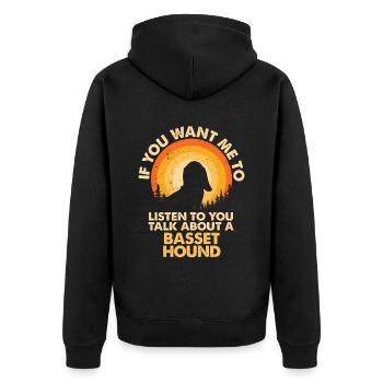 Sprechen Sie Über Hund Basset Hound - Unisex Premium Bio Zip Hoodie - Schwarz - Hinten - Nico (187cm)