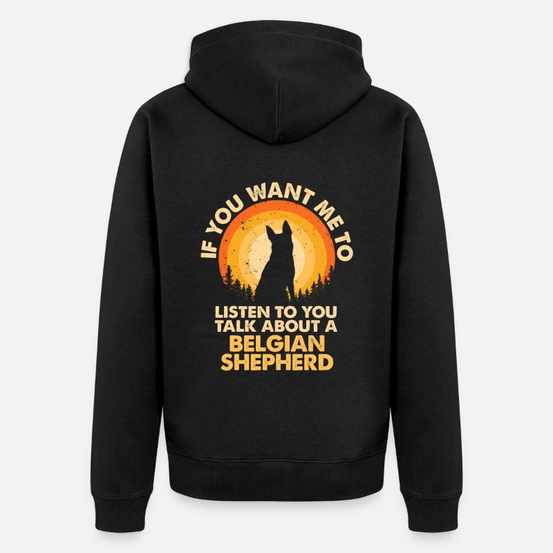 Parlez de chiens Berger Belge - Veste à capuche bio Premium Unisexe - noir