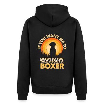 Sprechen Sie Über Hundeboxer - Unisex Premium Bio Zip Hoodie - Schwarz - Hinten - Nico (187cm)