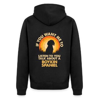 Sprechen Sie Über Den Hund Boykin Spaniel - Unisex Premium Bio Zip Hoodie - Schwarz - Hinten - Nico (187cm)