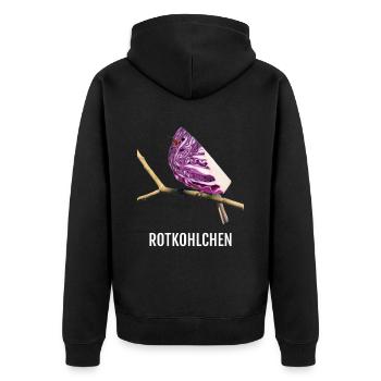 Rotkohlchen Meme Vogel Rotkelhlchen - Unisex Premium Bio Zip Hoodie - Schwarz - Hinten - Nico (187cm)