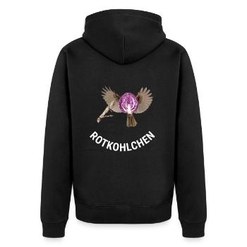 Rotkohlchen Meme Vogel Rotkelhlchen - Unisex Premium Bio Zip Hoodie - Schwarz - Hinten - Nico (187cm)