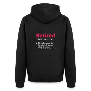 Retirement - Unisex Premium Organic Zip Hoodie - black - Back - Nico (187cm)