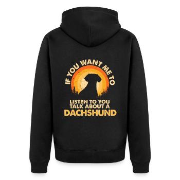 Sprechen Sie Über Hund Dackel - Unisex Premium Bio Zip Hoodie - Schwarz - Hinten - Nico (187cm)