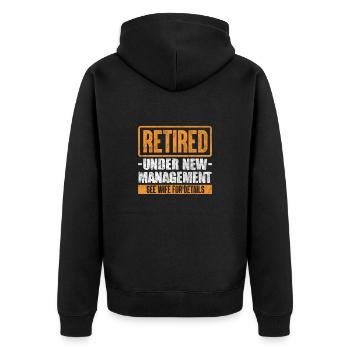 Retirement - Unisex Premium Organic Zip Hoodie - black - Back - Nico (187cm)