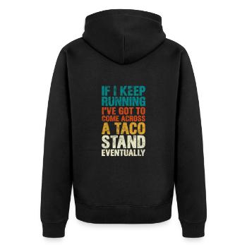 Run - Unisex Premium Organic Zip Hoodie - black - Back - Nico (187cm)