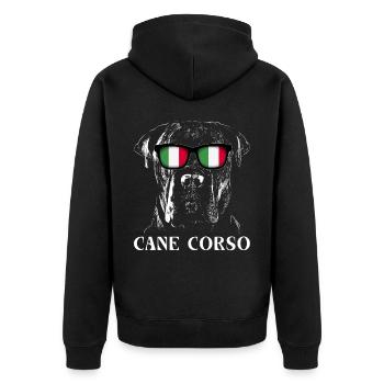 Cane Corso Italy Flag - Unisex Premium Bio Zip Hoodie - Schwarz - Hinten - Nico (187cm)