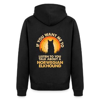 Sprechen Sie Über Den Hund Norwegischer Elchhund - Unisex Premium Bio Zip Hoodie - Schwarz - Hinten - Nico (187cm)
