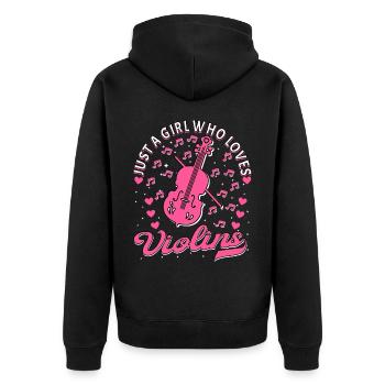 Violine Musik Geige Violinspieler Musikerin - Unisex Premium Bio Zip Hoodie - Schwarz - Hinten - Nico (187cm)