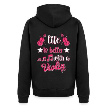 Violine Musik Geige Violinspieler Musikerin - Unisex Premium Bio Zip Hoodie - Schwarz - Hinten - Nico (187cm)