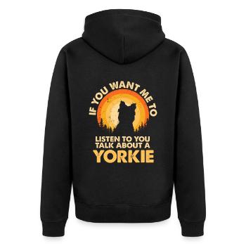 Sprechen Sie Über Hund Yorkie - Unisex Premium Bio Zip Hoodie - Schwarz - Hinten - Nico (187cm)