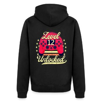 Level 12 Unlocked Teenager Video Gamer 12. - Unisex Premium Bio Zip Hoodie - Schwarz - Hinten - Nico (187cm)