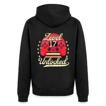 Niveau 17 Joueur vidéo adolescent débloqué 17. - Veste à capuche bio Premium Unisexe - noir - Dos - Nico (187cm)