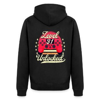 Niveau 31 Hommes débloqués Gamer Anniversaire - Veste à capuche bio Premium Unisexe - noir - Dos - Nico (187cm)
