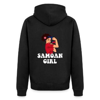 samoan girl, samoa - Unisex Premium Bio Zip Hoodie - Schwarz - Hinten - Nico (187cm)