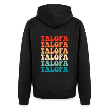 talofa,samoa - Unisex Premium Bio Zip Hoodie - Schwarz - Hinten - Nico (187cm)