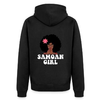 samoan girl, samoa - Unisex Premium Bio Zip Hoodie - Schwarz - Hinten - Nico (187cm)