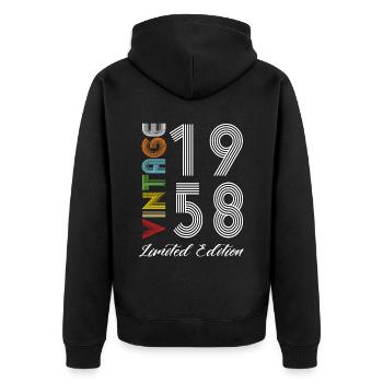 Vintage 1958 Vintage Birthday Retro Vintage - Unisex Premium Organic Zip Hoodie - black - Back - Nico (187cm)
