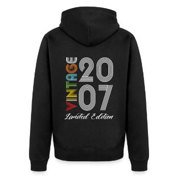 Vintage 2007 Vintage Geburtstag Retro Vintage - Unisex Premium Bio Zip Hoodie - Schwarz - Hinten - Nico (187cm)