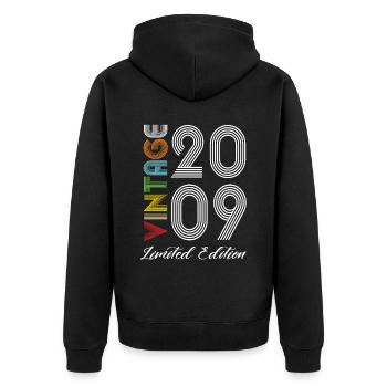 Millésime 2009 Vintage Anniversaire Rétro Vintage - Veste à capuche bio Premium Unisexe - noir - Dos - Nico (187cm)