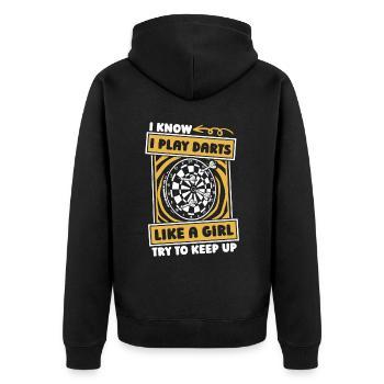 Darts Darts Player Girls - Unisex Premium Organic Zip Hoodie - black - Back - Nico (187cm)